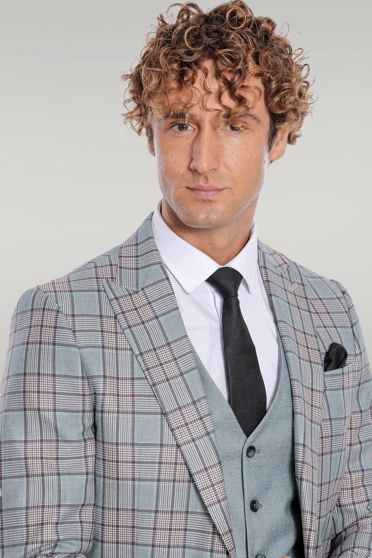 KOALA SYDNEY Checked Slim Fit Light Green Men Suit