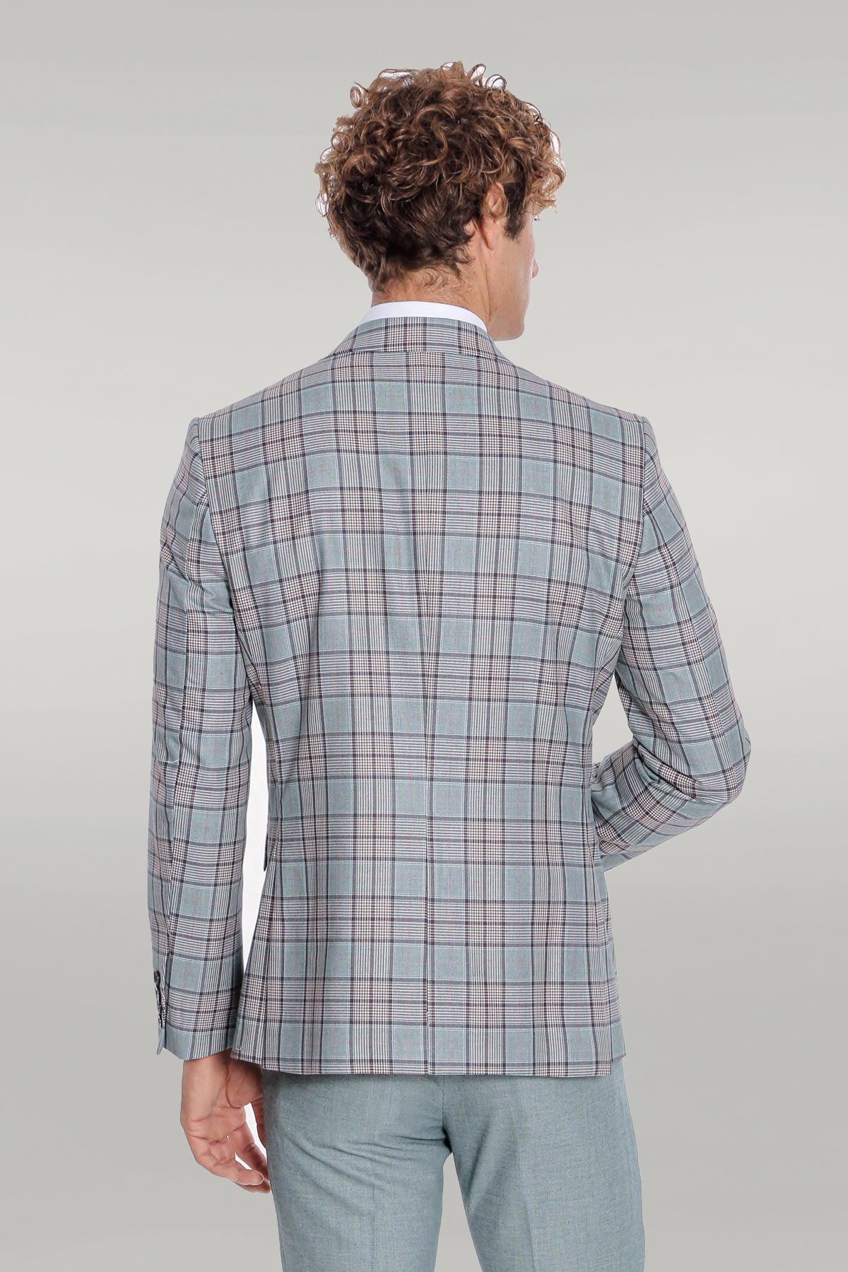 KOALA SYDNEY Checked Slim Fit Light Green Men Suit