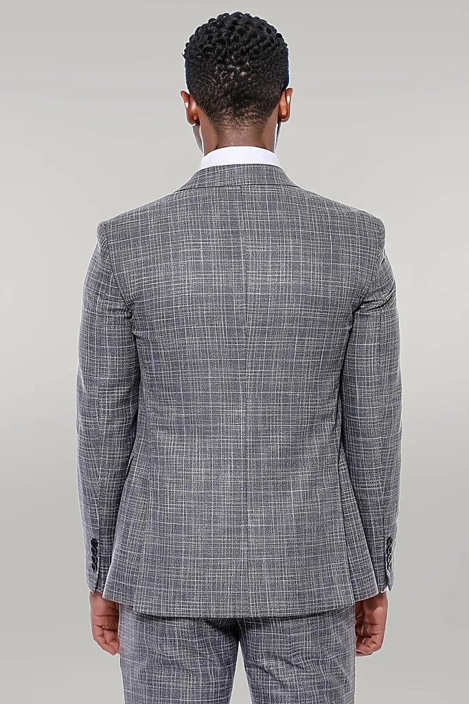 Patterned Vested Slim-Fit Dark Grey Men’s Suit -