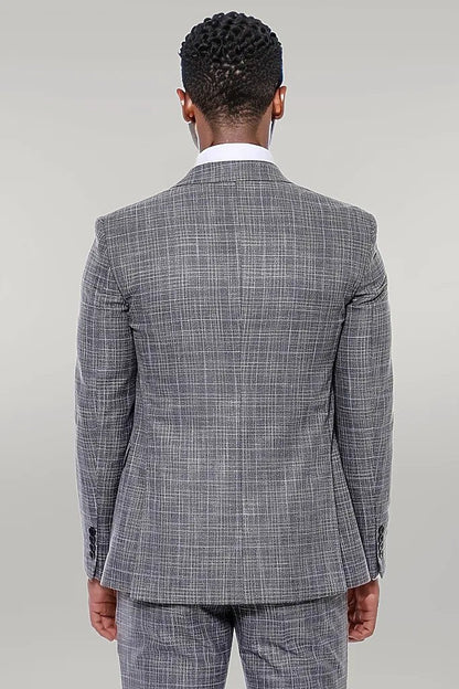 Patterned Vested Slim-Fit Dark Grey Men’s Suit -