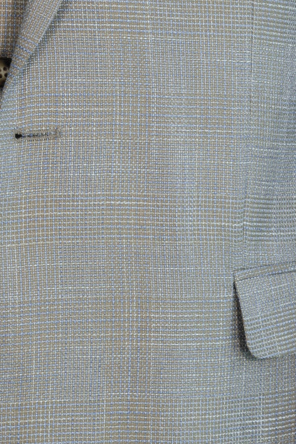 Patterned Vested Slim-Fit Beige Men’s Suit