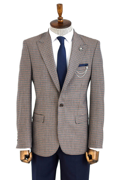 KOALA SYDNEY  Gingham Slim Fit Brown Men Blazer -