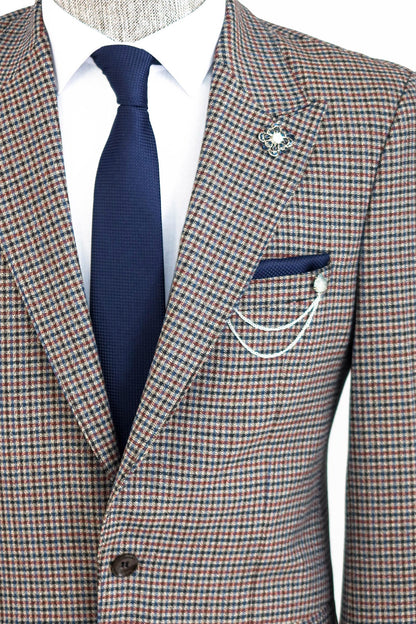 KOALA SYDNEY  Gingham Slim Fit Brown Men Blazer -