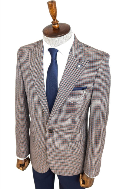 KOALA SYDNEY  Gingham Slim Fit Brown Men Blazer -