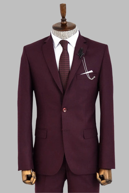 KOALA SYDNEY  Two Buttons Two Piece Burgundy Men Suit -