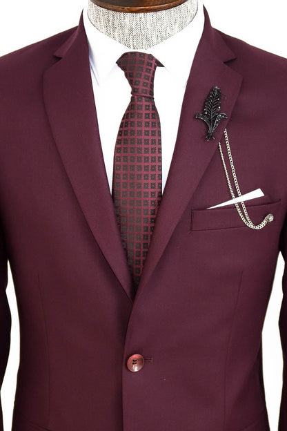 KOALA SYDNEY  Two Buttons Two Piece Burgundy Men Suit -