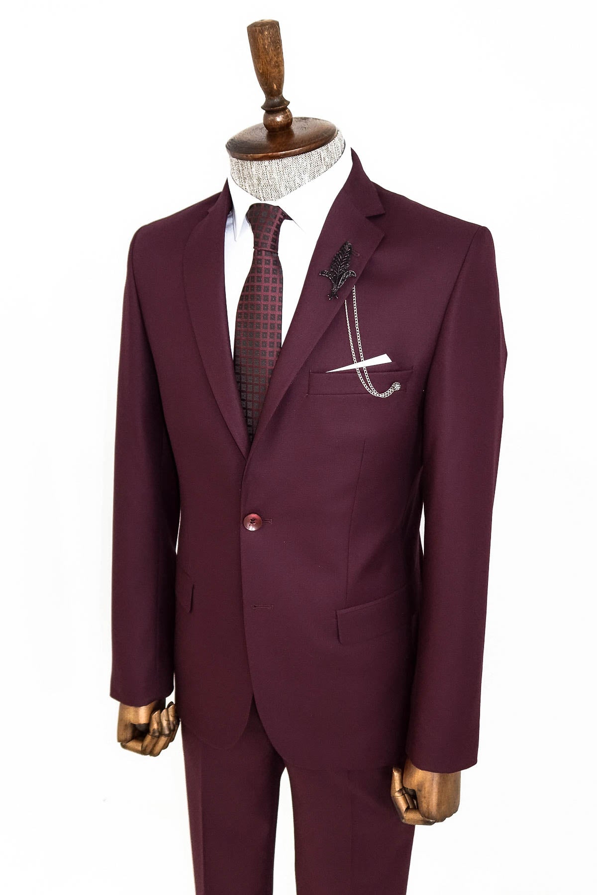 KOALA SYDNEY  Two Buttons Two Piece Burgundy Men Suit -