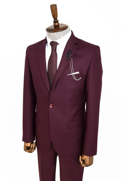 KOALA SYDNEY  Two Buttons Two Piece Burgundy Men Suit -
