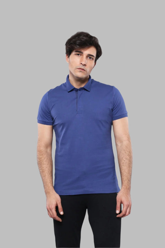 Polo Plain Indigo Blue Men T-Shirt - Wessi