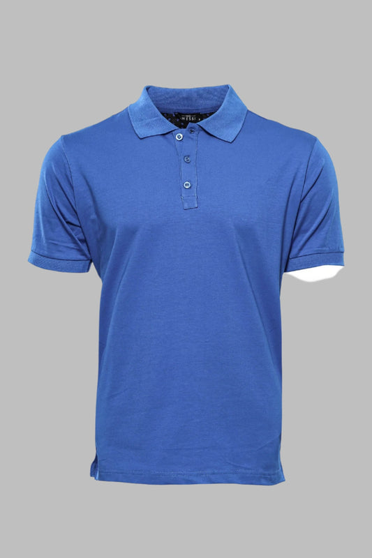 Plain Blue Polo Collar T-shirt - Wessi
