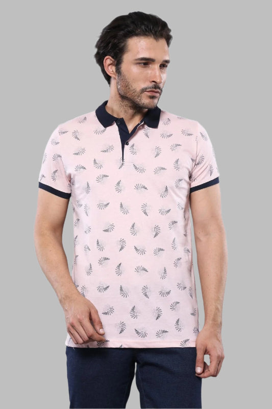 Pink Printed Polo T-Shirt