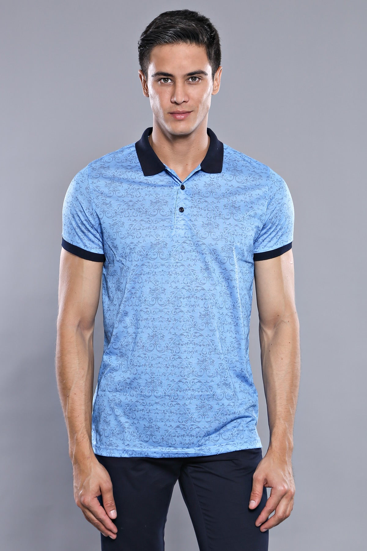 Turquoise Floral Patterned T-Shirt
