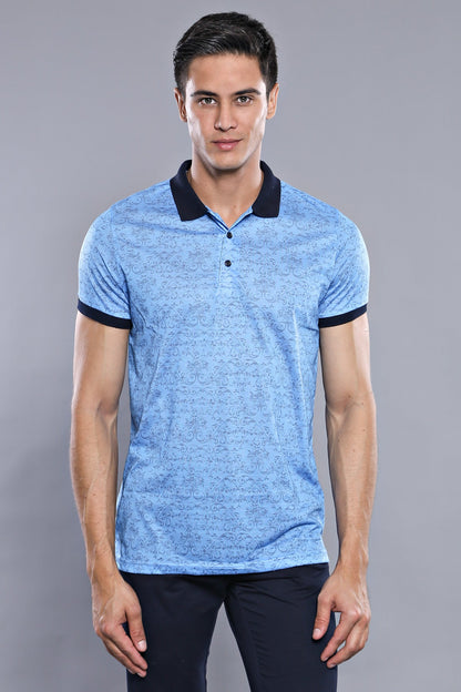 Turquoise Floral Patterned T-Shirt