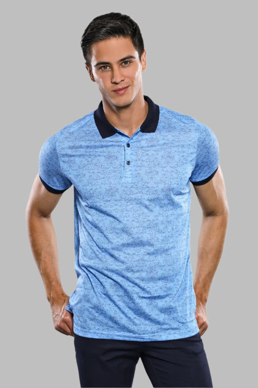 Turquoise Floral Patterned T-Shirt