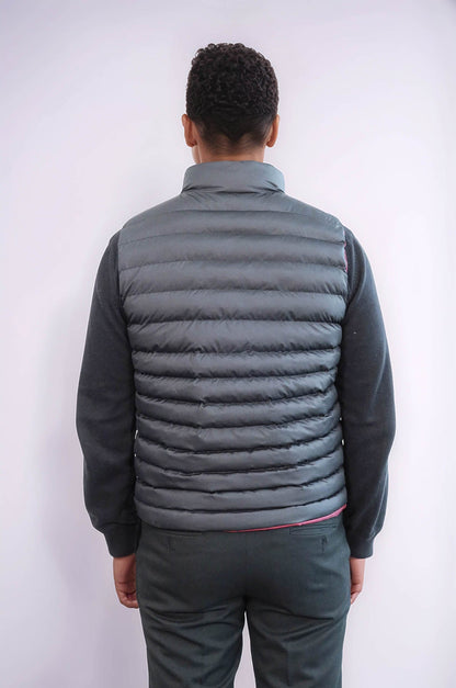 Reversible Quilted Standing Collar Black Men Down Vest - Wessi