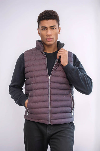 Reversible Puffer Brown Men Down Vest - Wessi