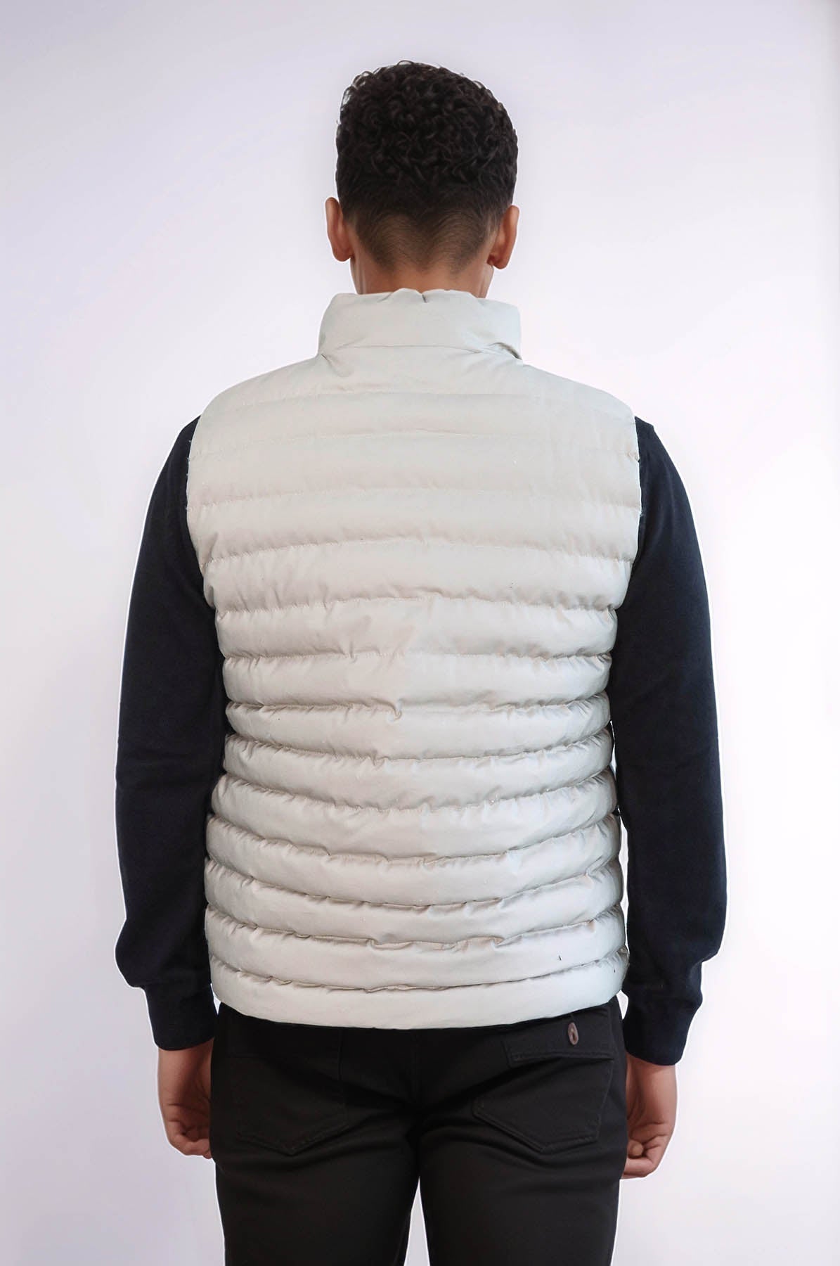 Reversible Puffer Cream Men Down Vest - Wessi