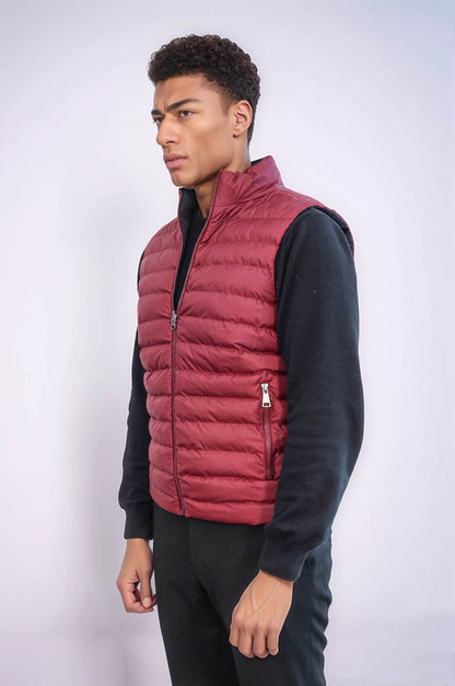 Reversible Puffer Burgundy Men Down Vest - Wessi