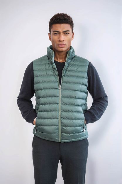 Reversible Puffer Oil Green Men Down Vest - Wessi