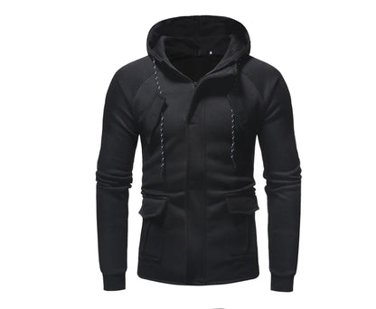Hooded Cardigan Sweatshirt with Multiple Pockets