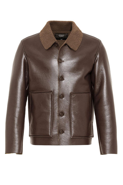 Light Brown Lined Faux Leather Men's Jacket