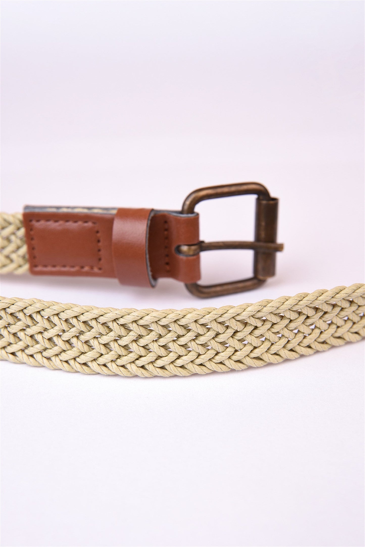 Men's Beige Thin Knitted Belt