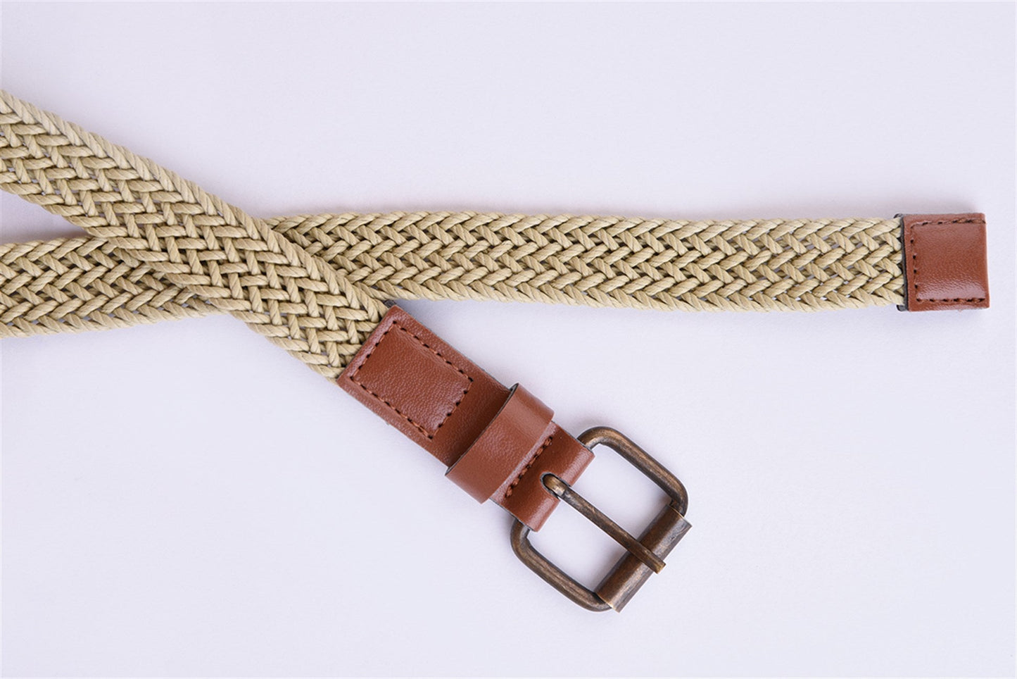 Men's Beige Thin Knitted Belt