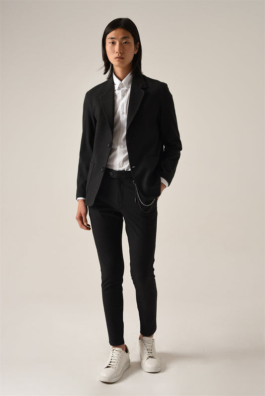 Men's Smoked Accessory Detail Slim Fit Trousers - Wessi