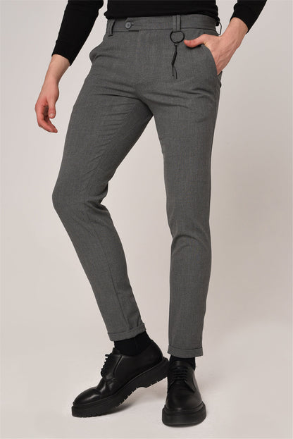 Men's Grey Slim Fit Accessory Trousers