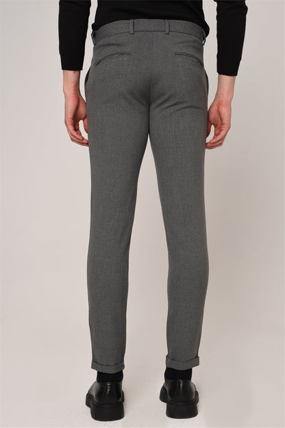 Men's Grey Slim Fit Accessory Trousers