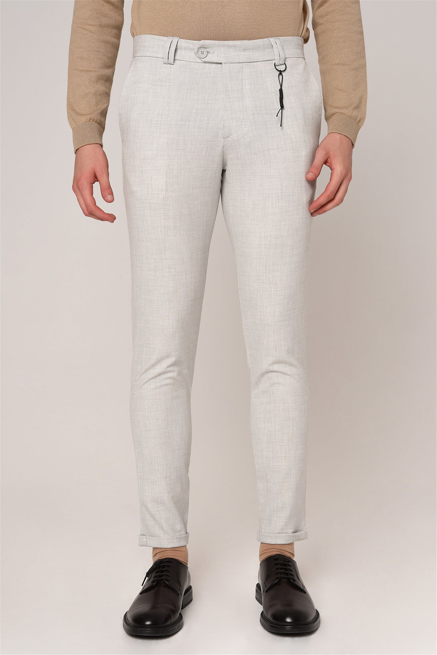 Silver Grey Slim Fit Men's Trousers