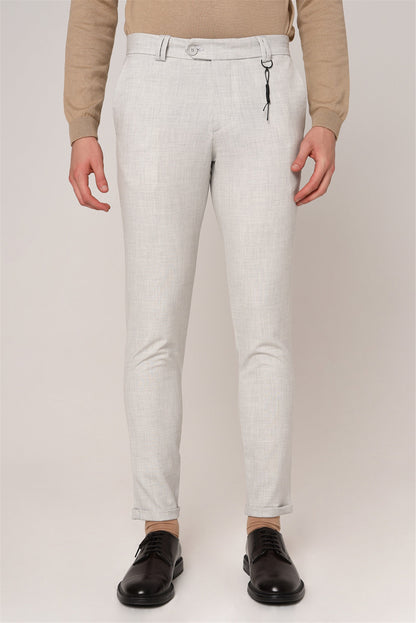 Silver Grey Slim Fit Men's Trousers