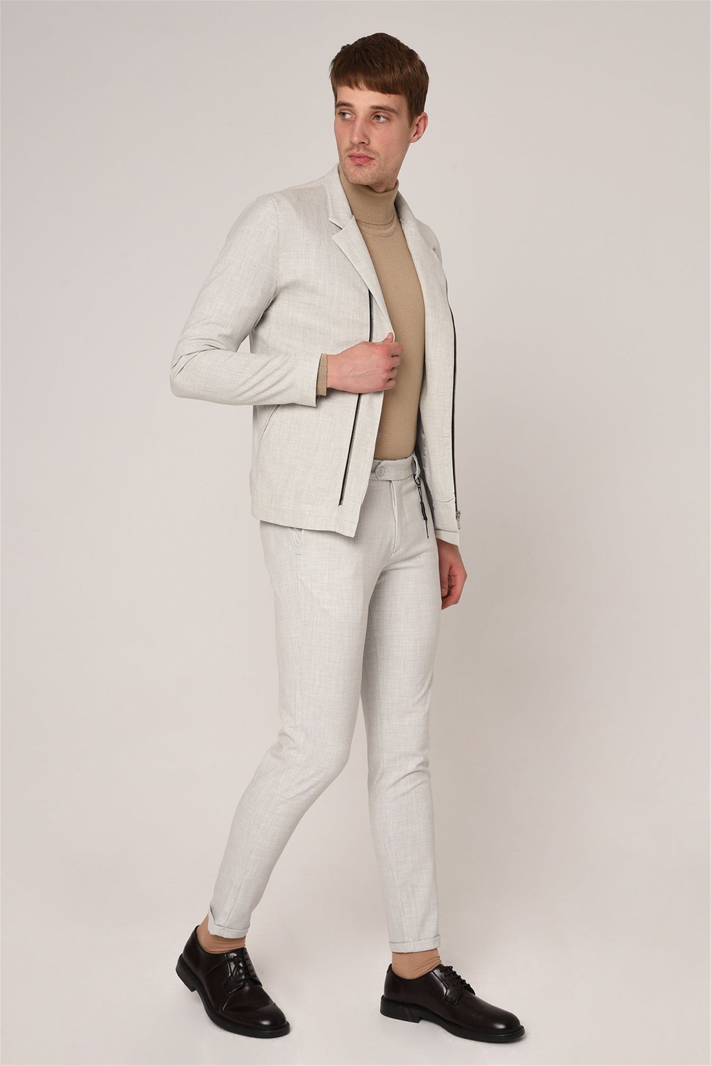 Silver Grey Slim Fit Men's Trousers