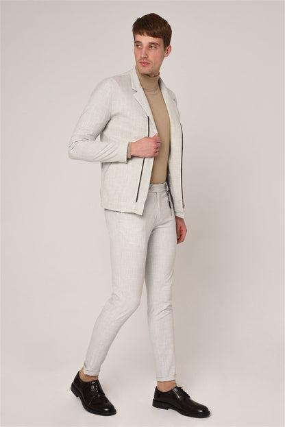 Silver Grey Slim Fit Men's Trousers