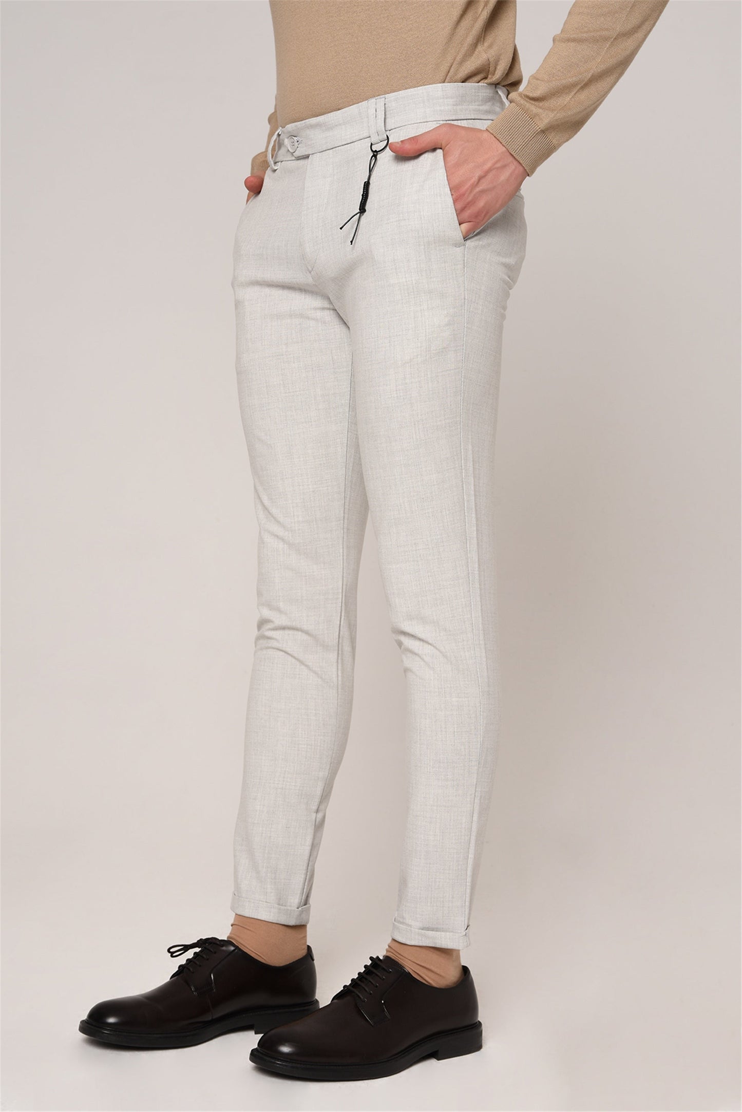 Silver Grey Slim Fit Men's Trousers
