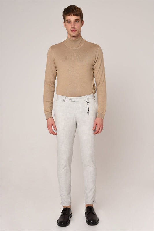 Silver Grey Slim Fit Men's Trousers