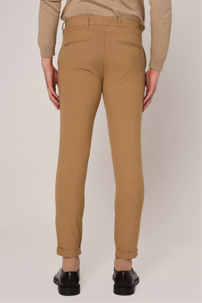 Men's Dark Beige Slim Fit Accessory Trousers