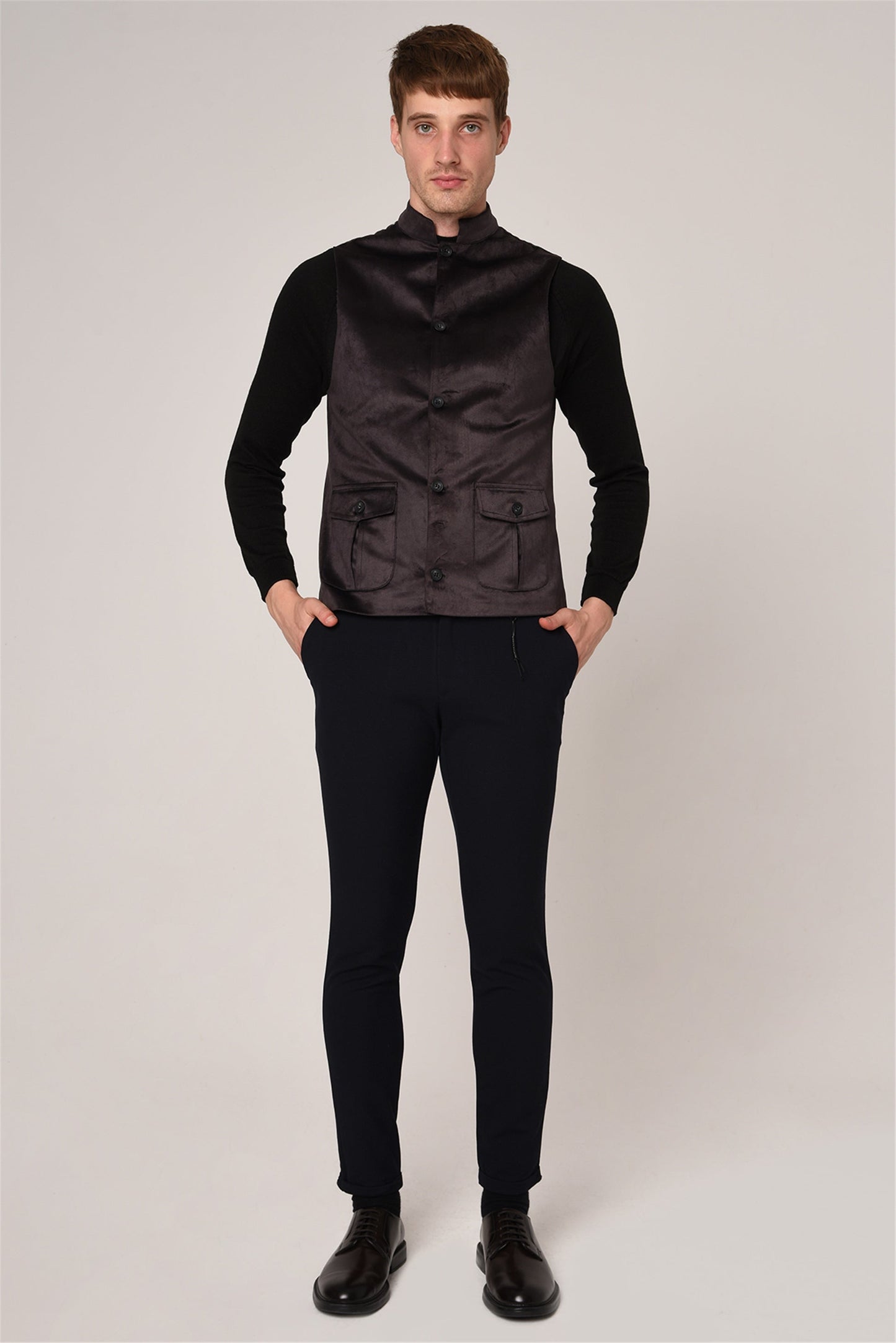 Men's Dark Navy Blue Slim Fit Accessory Trousers