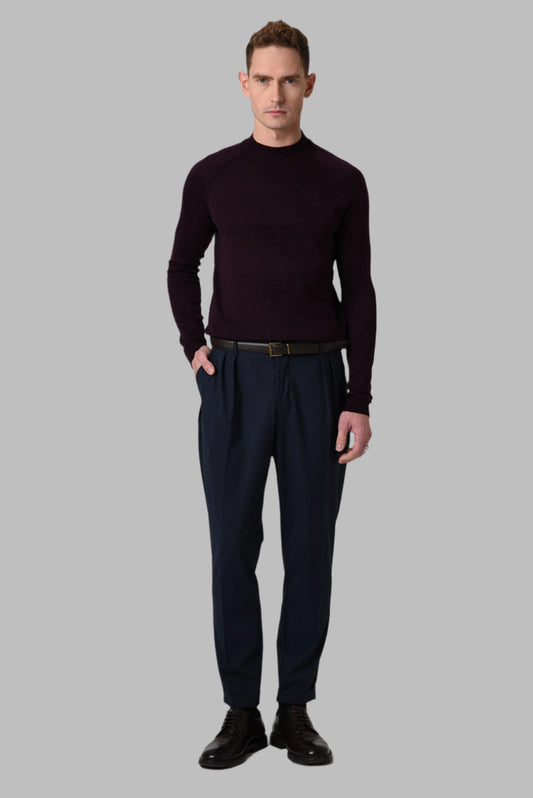 KOALA SYDNEY Men's Dark Damson Crew Neck Slim Fit Knitwear Sweater