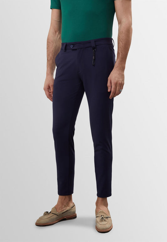 Men's Navy Blue Accessory Detail Slim Fit Trousers - Wessi