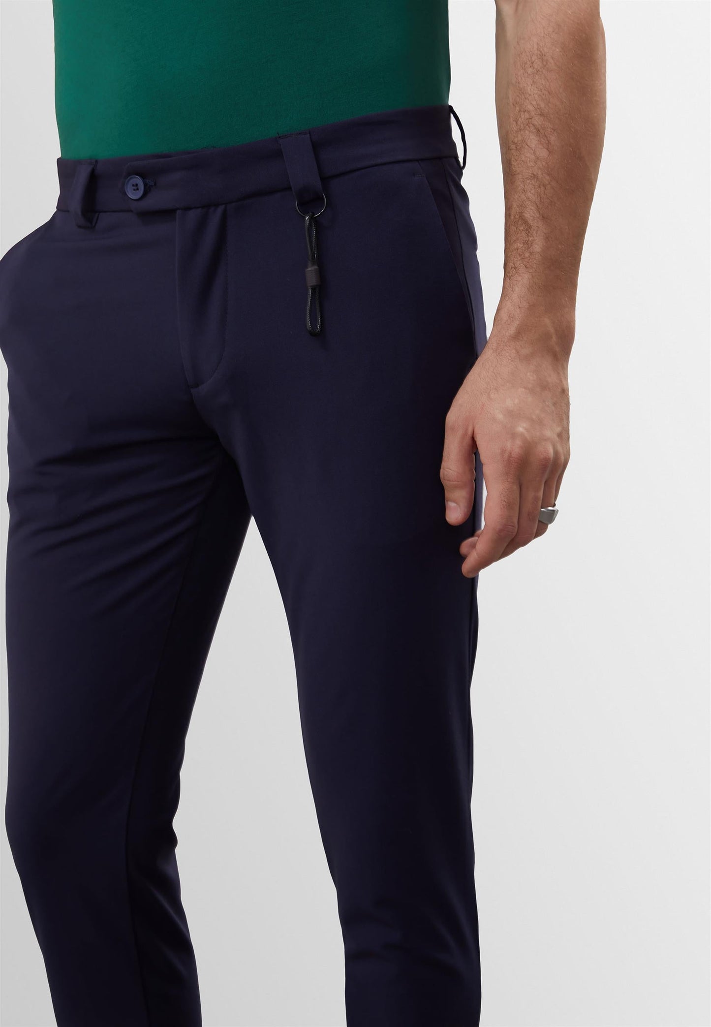 KOALA SYDNEY Men's Navy Blue Accessory Detail Slim Fit Trousers