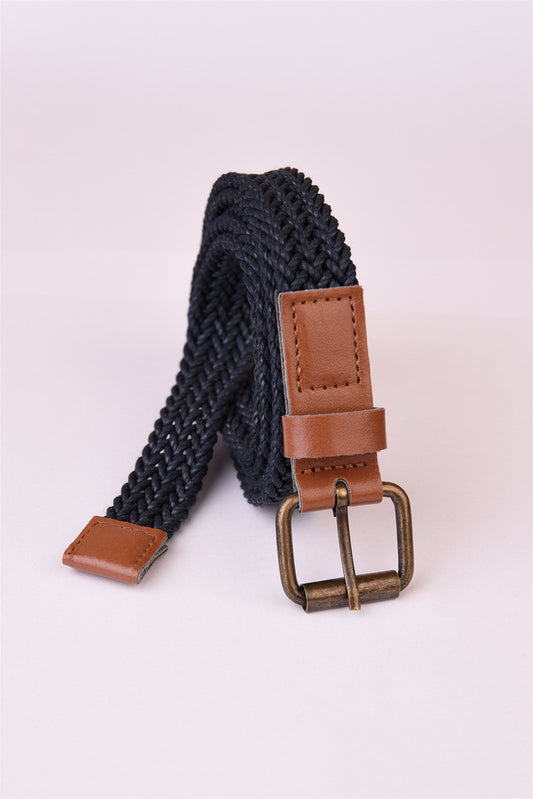 Men's Navy Blue Thin Knitted Belt