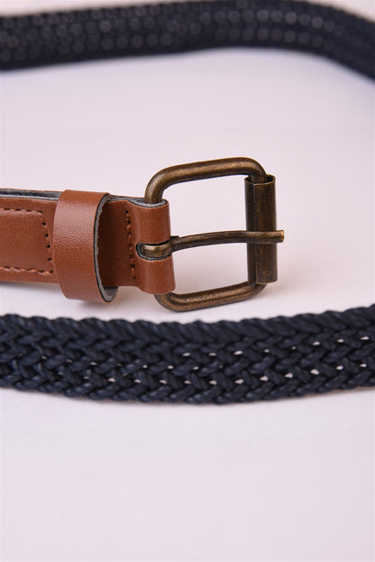 Men's Navy Blue Thin Knitted Belt