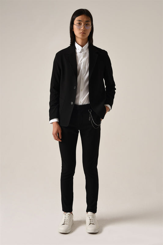 KOALA SYDNEY Men's Black Accessory Detail Slim Fit Trousers