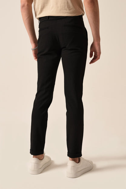Men's Black Slim Fit Accessory Trousers