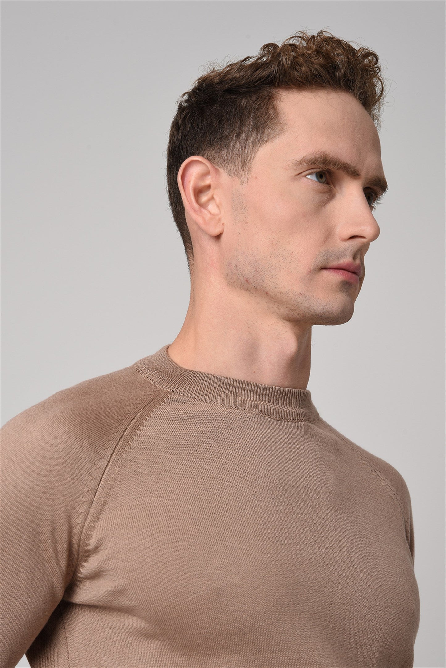 KOALA SYDNEY Men's Mink Crew Neck Slim Fit Knitwear Sweater