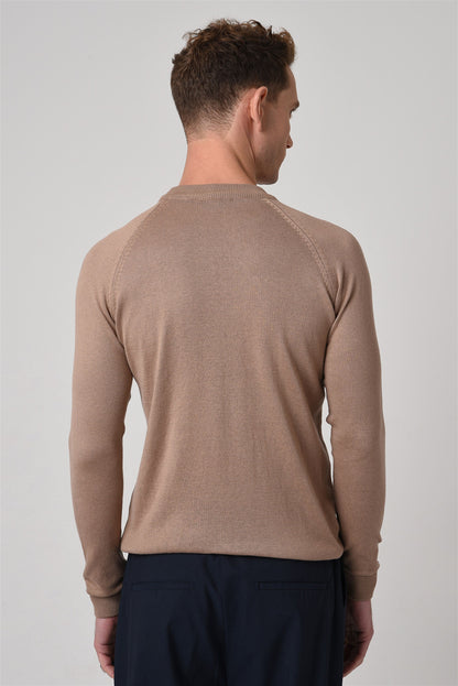 KOALA SYDNEY Men's Mink Crew Neck Slim Fit Knitwear Sweater