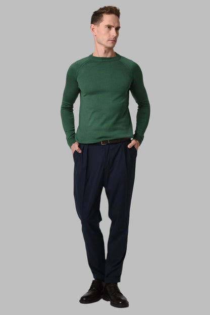 KOALA SYDNEY Men's Green Crew Neck Slim Fit Knitwear Sweater