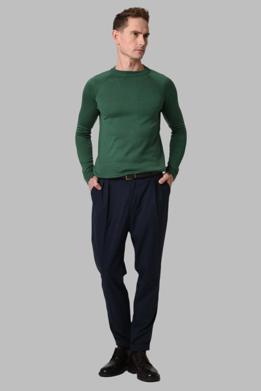 KOALA SYDNEY Men's Green Crew Neck Slim Fit Knitwear Sweater