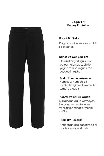 Men's Black High-Waisted Baggy Pants